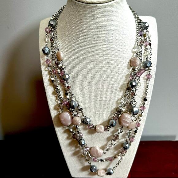 Lia Sophia Sugar Plum Necklace Multi Strand Layered Statement Jewelry - Picture 1 of 9